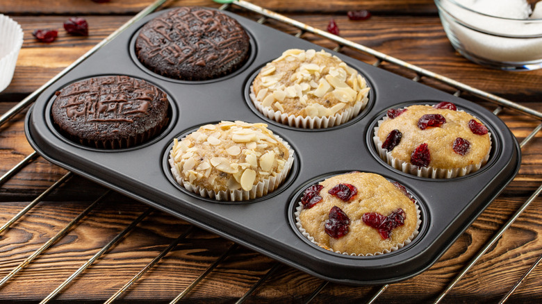 Chocolate chip banana muffins in hand