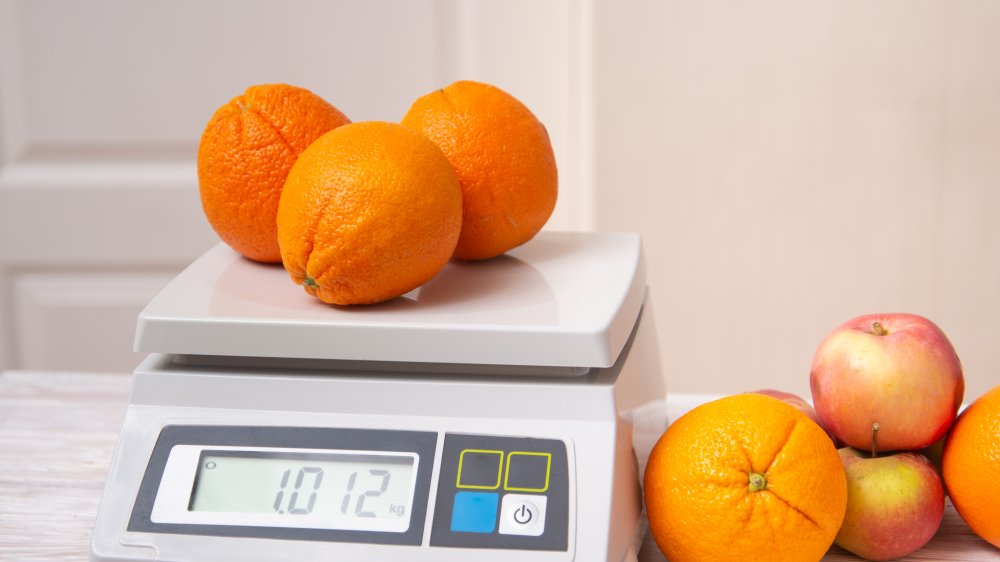 Digital kitchen scale for measuring muffin ingredients