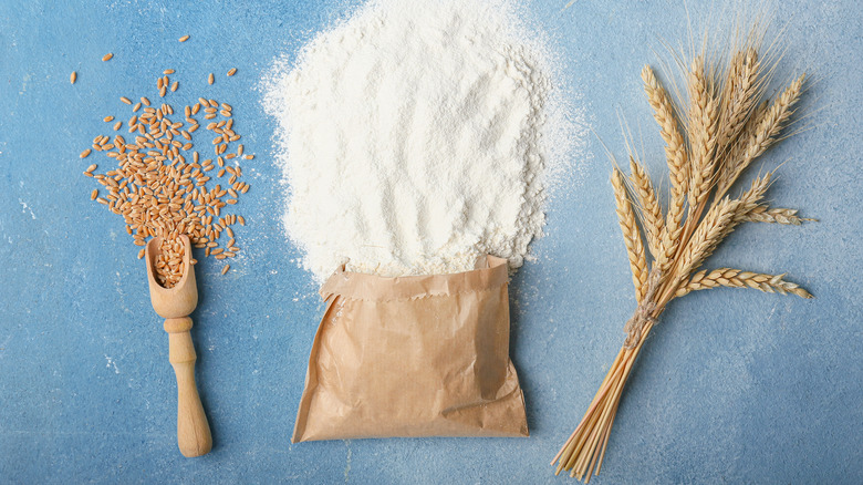 Bag of flour and wheat for muffins