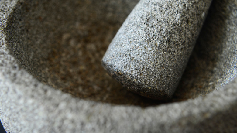 Close up mortar and pestle