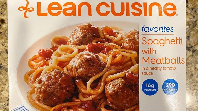 a box of Lean Cuisine spaghetti and meatballs