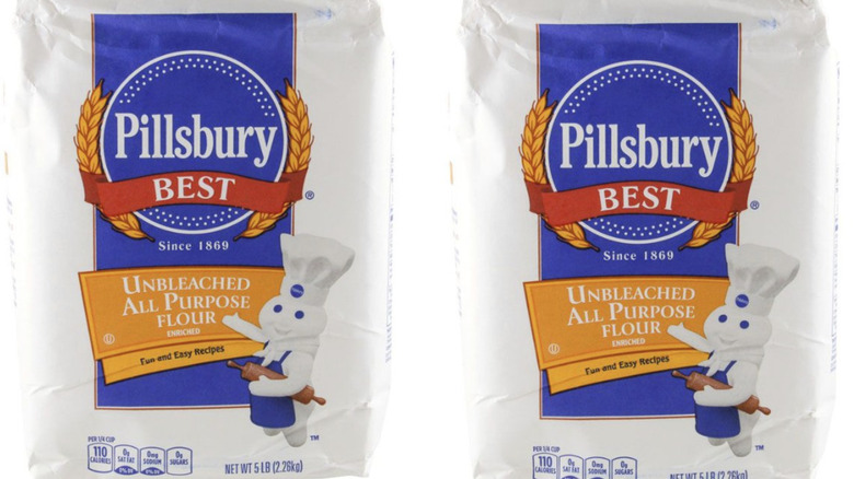 Side by side bags of Pillsbury Unbleached All Purpose Flour