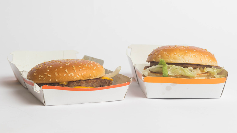 Two McDonald's quarter pounder burgers in boxes