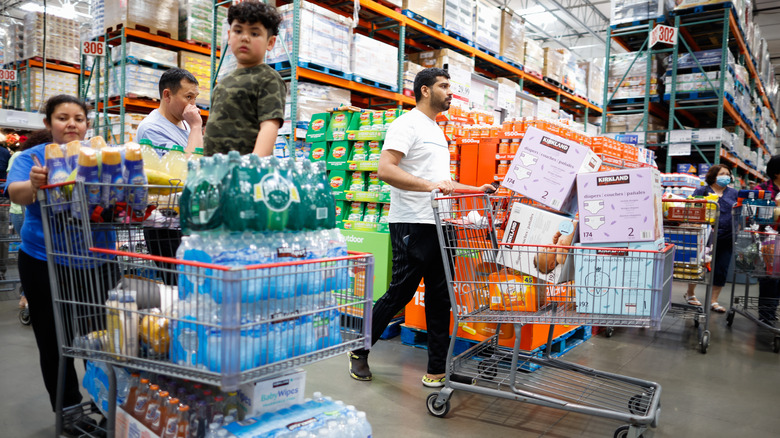 Large family shopping at Costco