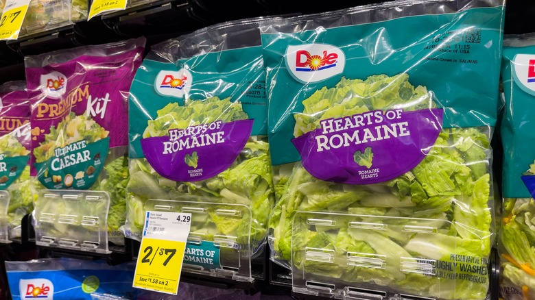 Bags of Dole lettuce