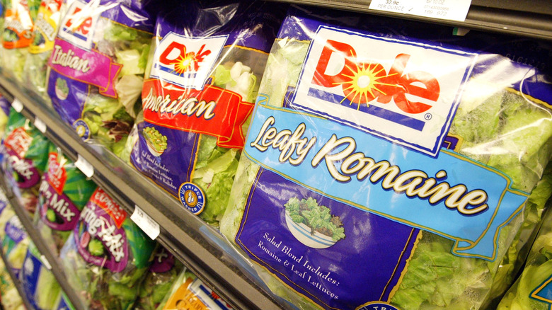 Bags of Dole romaine lettuce