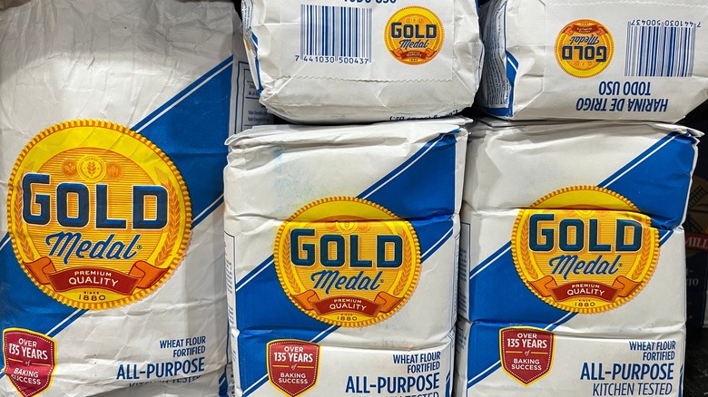 stacked gold medal flour bags