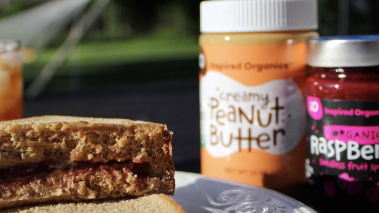 Inspired Organics peanut butter with sandwich