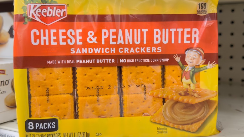 Package of Keebler sandwich crackers on store shelf