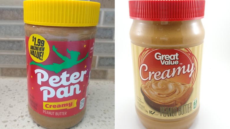 Splitscreen of Peter Pan and Great value peanut butter