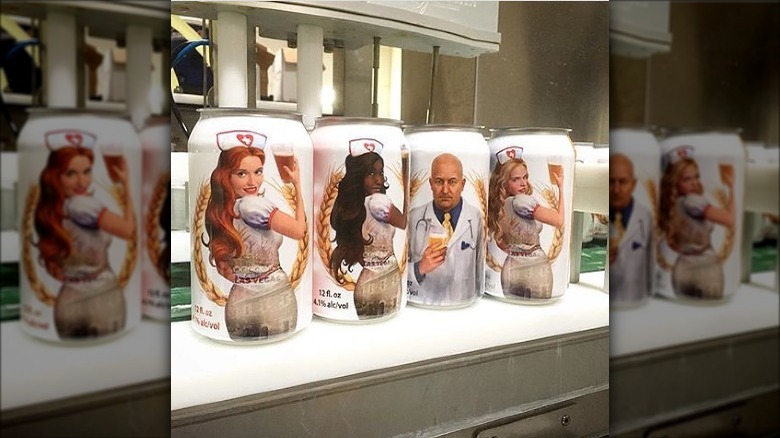 Beer cans at Heart Attack Grill
