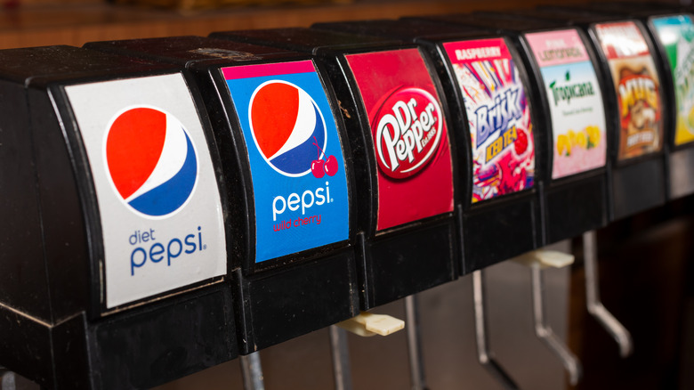 soda fountain with Pepsi products