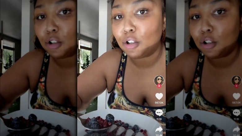 Lizzo eating bowl of berries