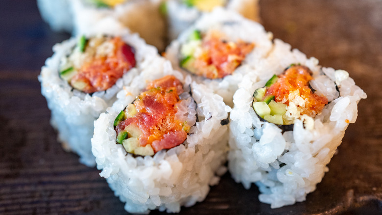 Spicy tuna sushi maki rolls