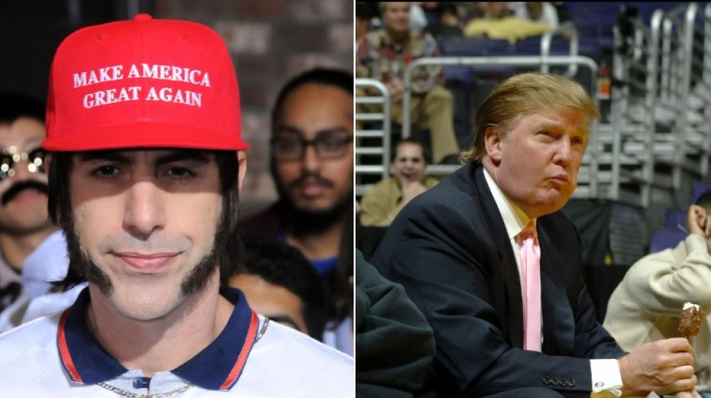 Comedian Sacha Baron Cohen and Donald Trump