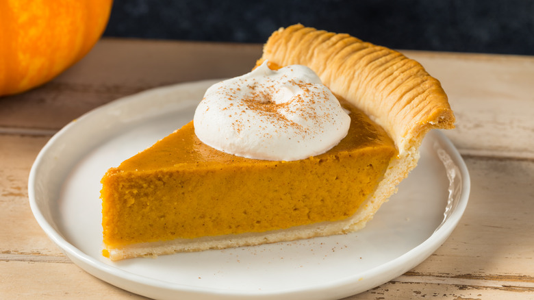 Slice of pumpkin pie