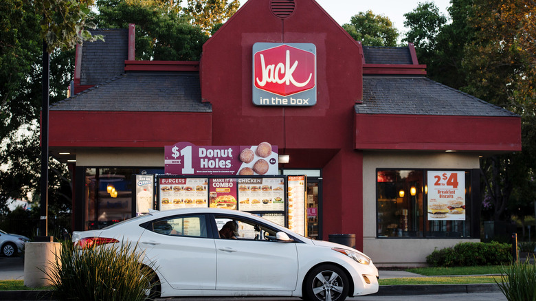 car at Jack in the Box drive thru