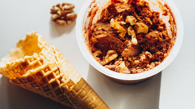 Bowl of chocolate ice cream