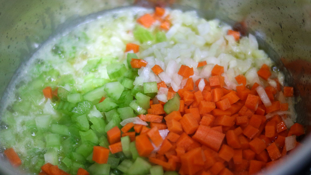 mirepoix cooking in pot