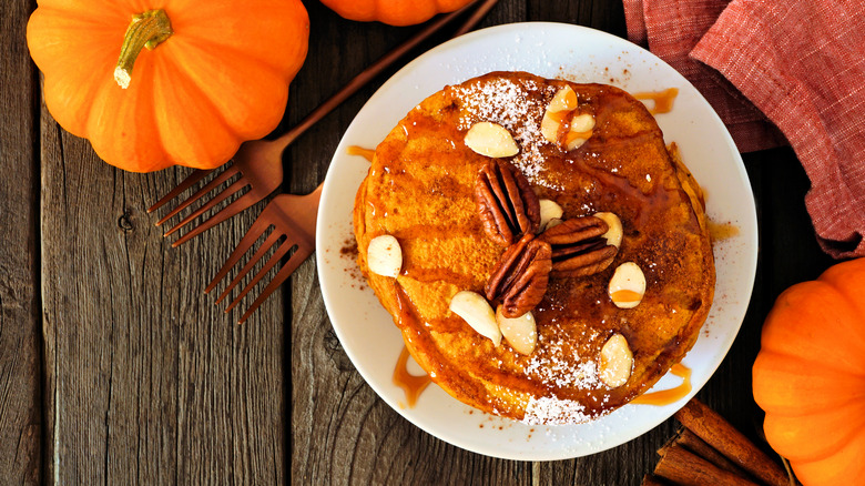 Pumpkin pancakes with pecans