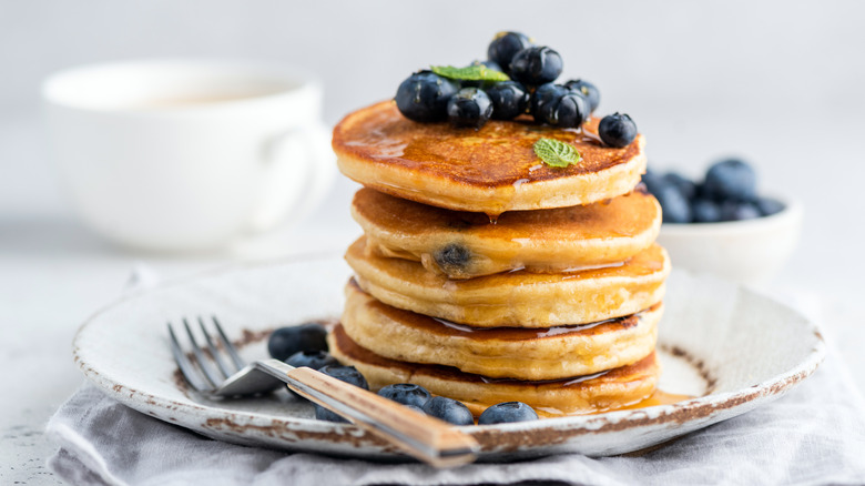 Stack of pancakes close up