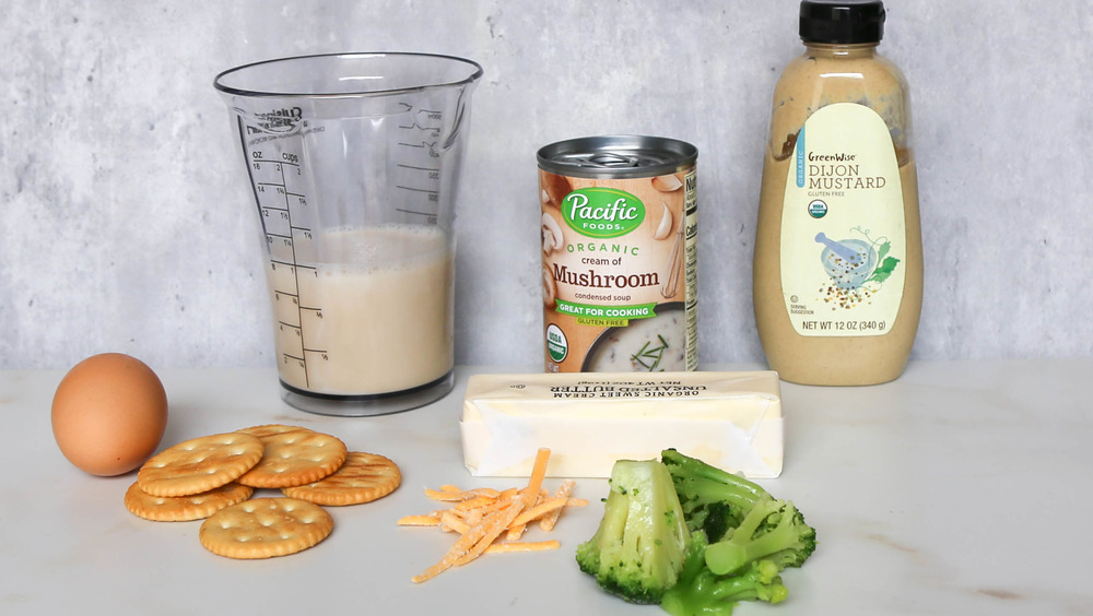 ingredients for broccoli casserole recipe on counter