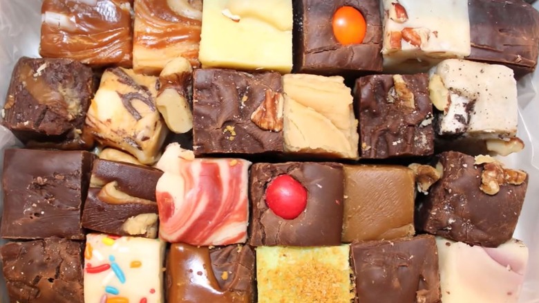 Variety of fudge block flavors