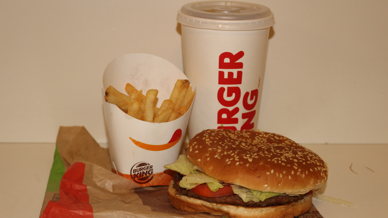 Burger King Whopper, fries, and drink