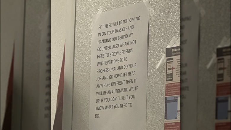 notice to employees at burger king