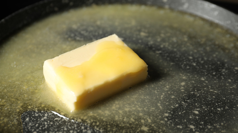 Pat of butter in pan