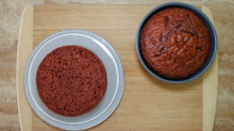 Pair of cakes in pan