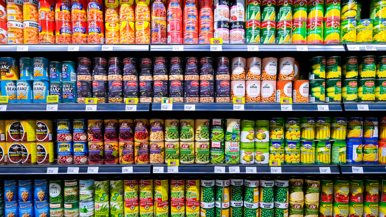 cans on shelves