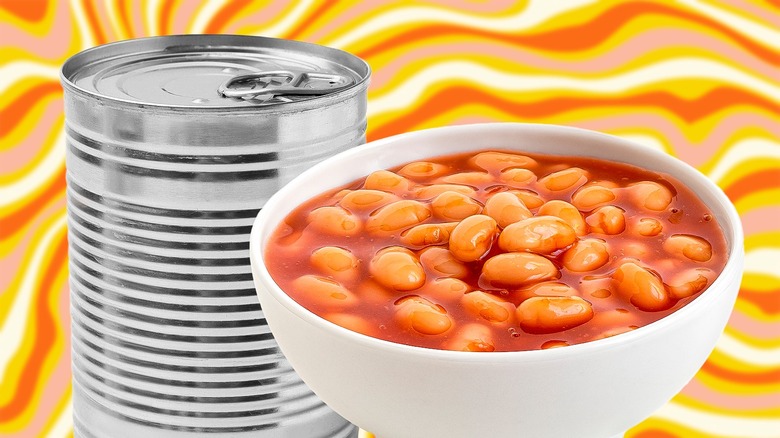 metal can beside baked beans
