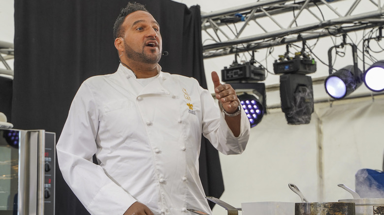 Michael Caines cooks for an audience
