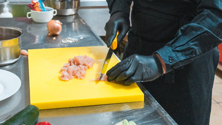 cook using rubber cutting board