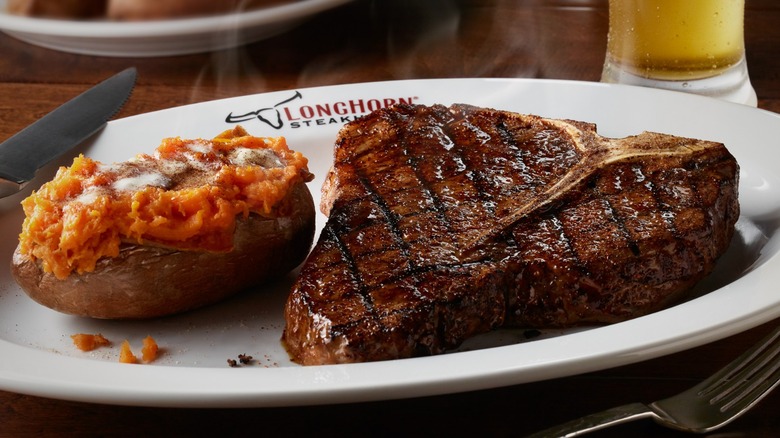 T-bone steak with baked potato