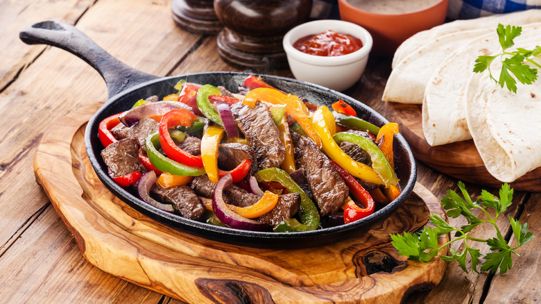 steak fajitas on plate