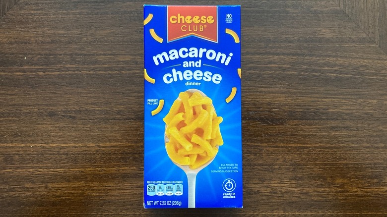 box of Aldi mac and cheese