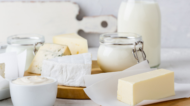 Assortment of dairy products on a table