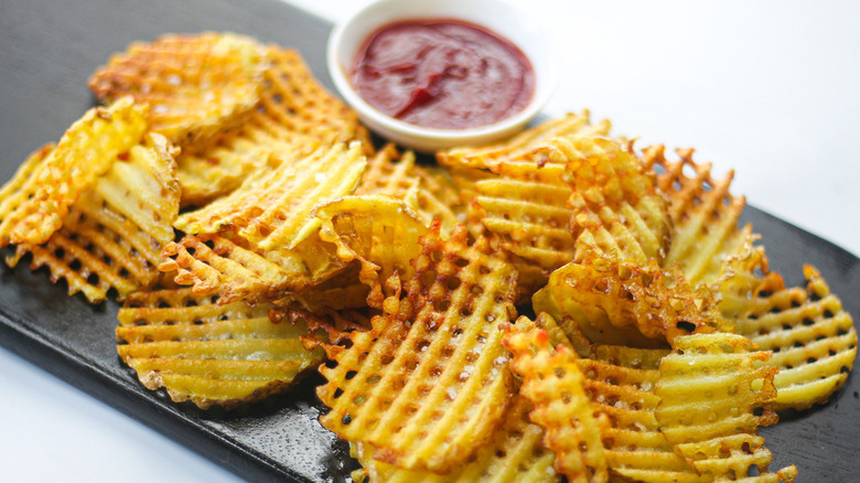 Copycat Chick-Fil-A waffle potato fries with ketchup