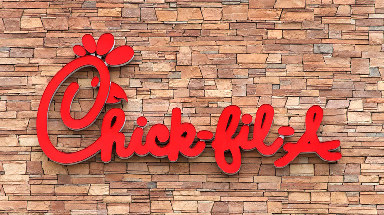 Close up of red Chick-fil-A signage