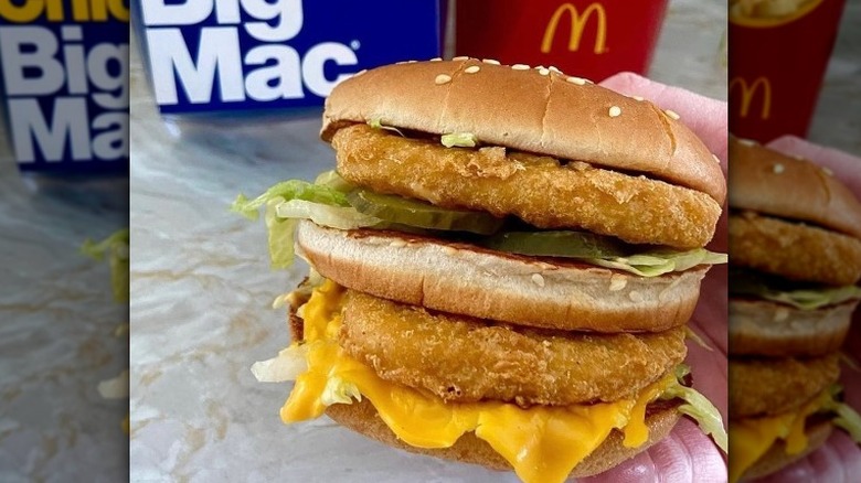 Double-stacked chicken patties