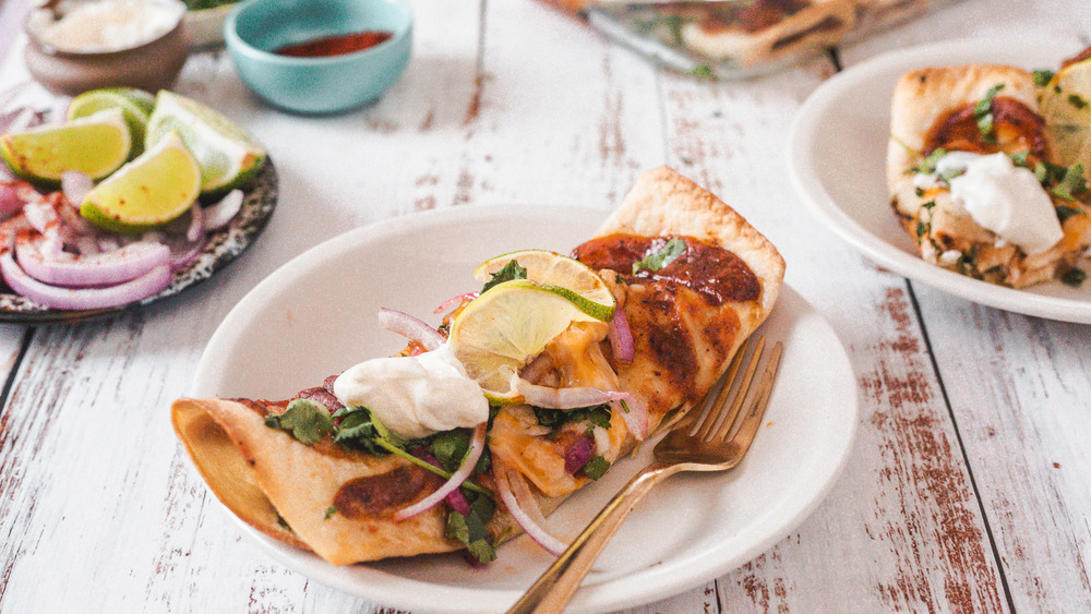 chicken enchiladas recipe on a plate