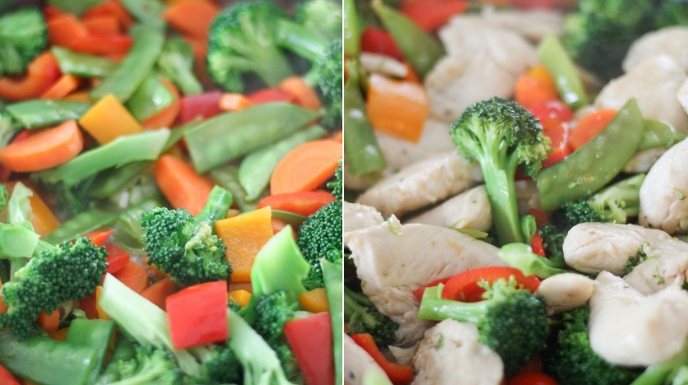 vegetables cooking for chicken stir fry