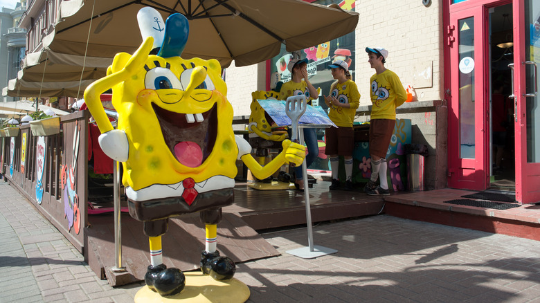 SpongeBob SquarePants holds a spatula