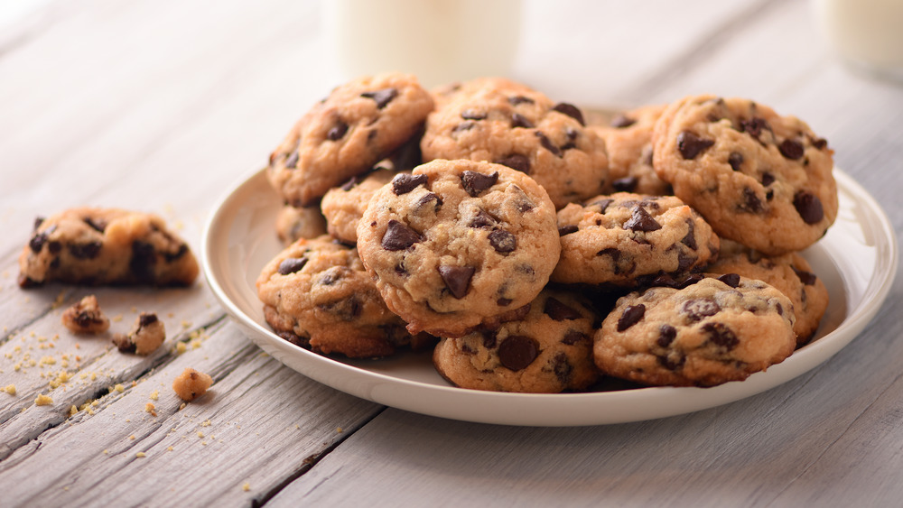 Plate of chocolate chip cookies