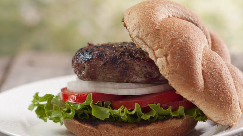 beef burger with vegetables