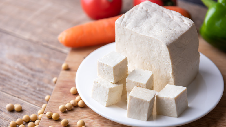 block of soft white tofu