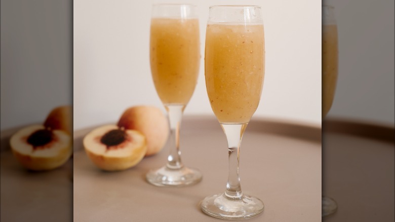 Bellinis with lots of peach purée