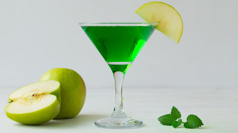 Green apple martini cocktail